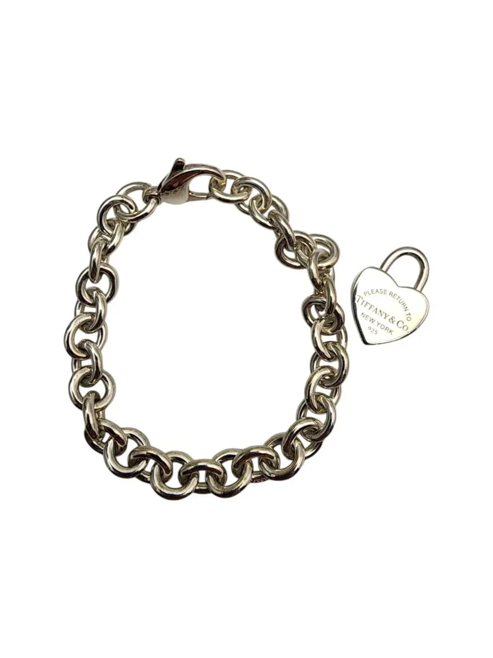 Tiffany & Co. Sterling Return to Tiffany Heart Padlock Charm Bracelet #25377